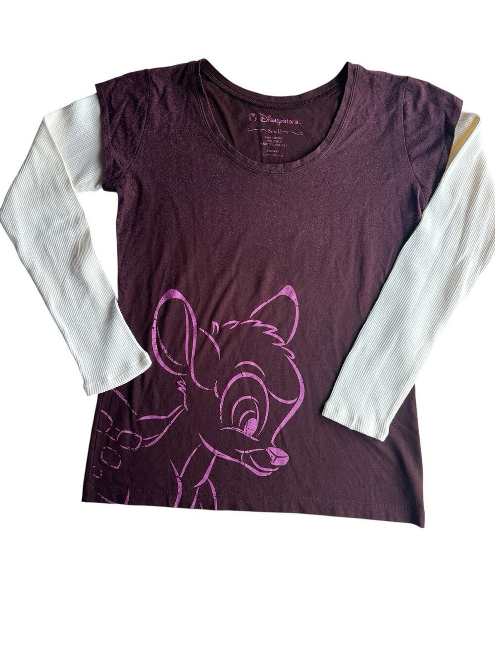 Y2K 2000’s Disney Store Bambi Sparkle Long Sleeve Layered Tee Shirt Small NWOT